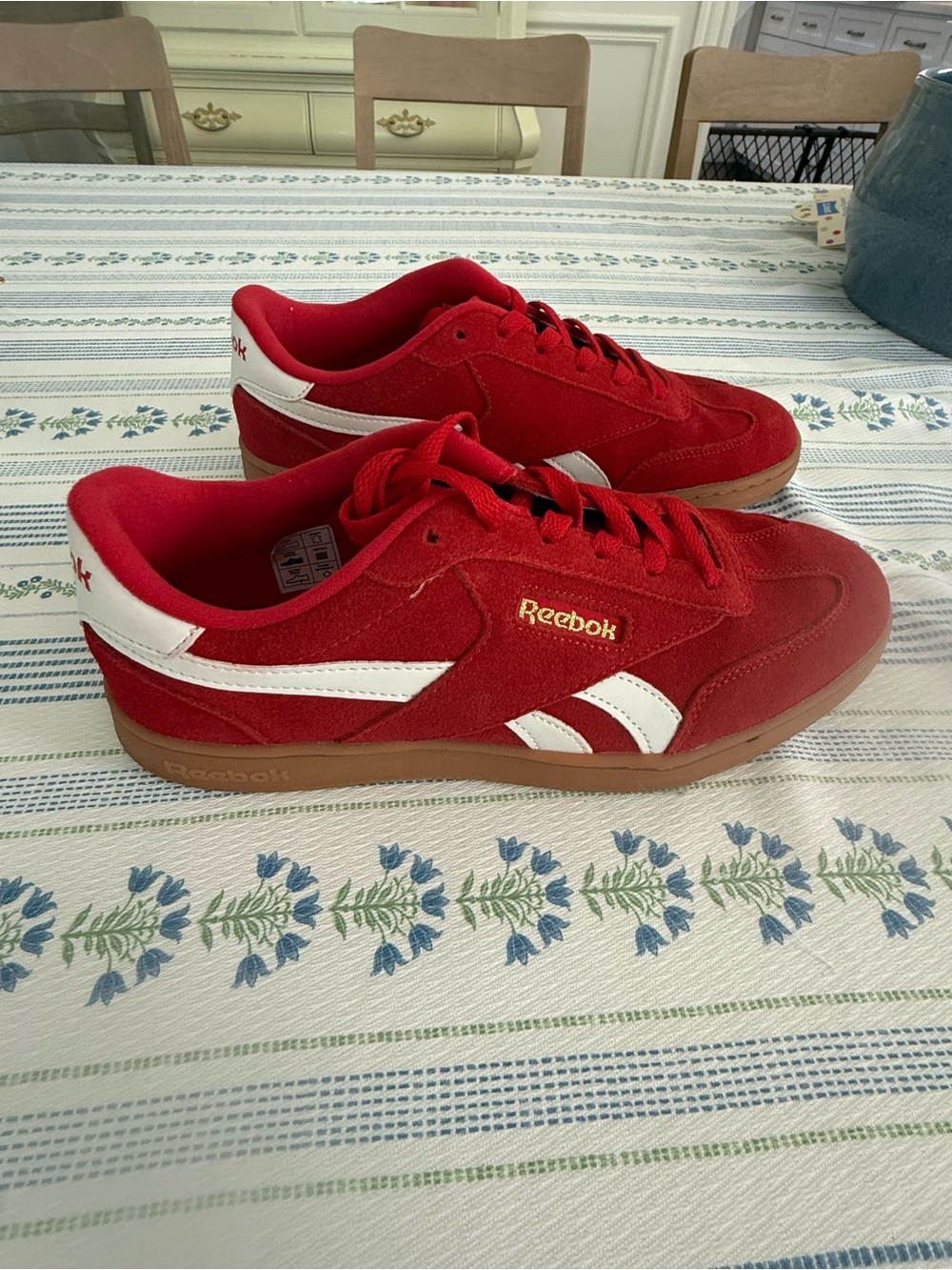 Reebok Red and White Classic Low-Top Sneakers